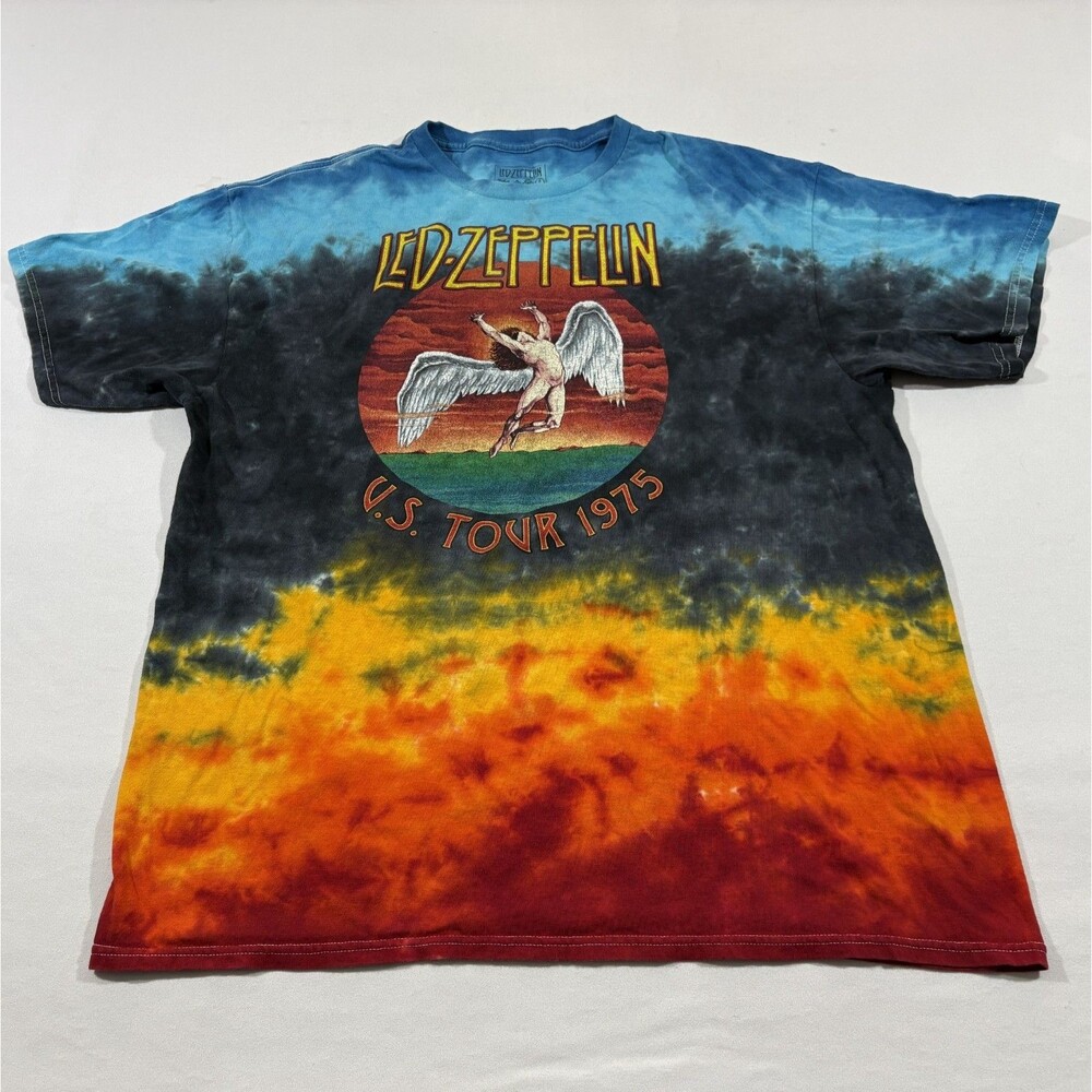 Led Zeppelin Adult Tie Dye Band Tee 75 Tour Rock Tour Retro Music T-shirt Sz XL